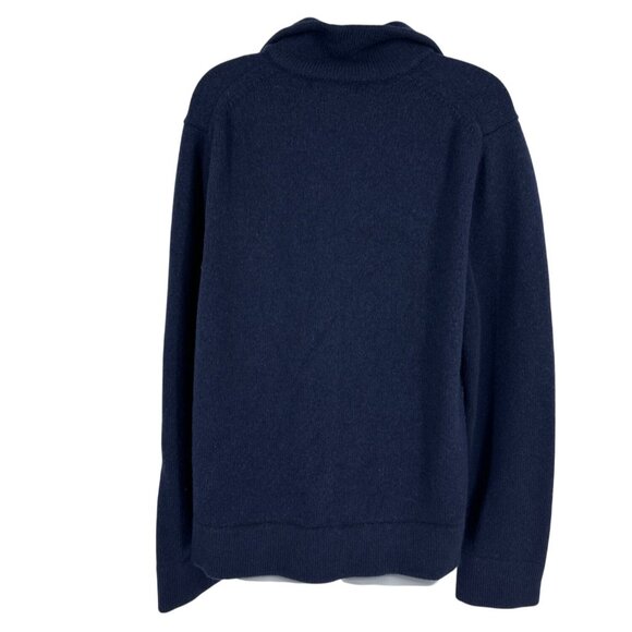 Banana Republic Navy Extra Fine Merino Wool Button-Up Cardigan Sweater Size L - Picture 4 of 8